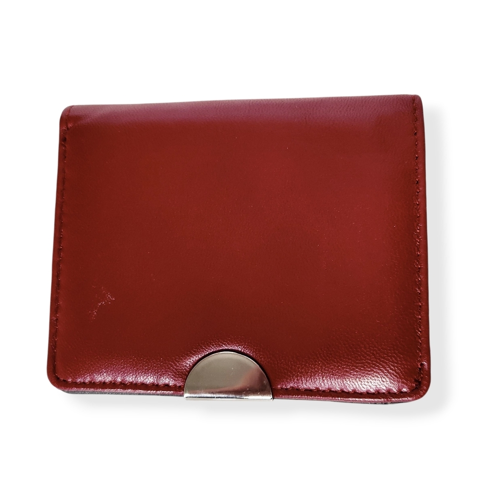 Safe Keeper Red Genuine Leather Card Wallet Snap Closure Coin Purse